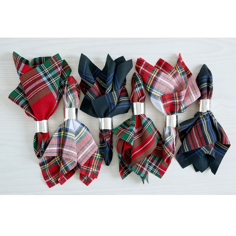Solino Home 100% Pure Linen Dinner Napkins 20 x 20 Inch Set of 4 | Stewart Plaid for Thanksgiving, Christmas