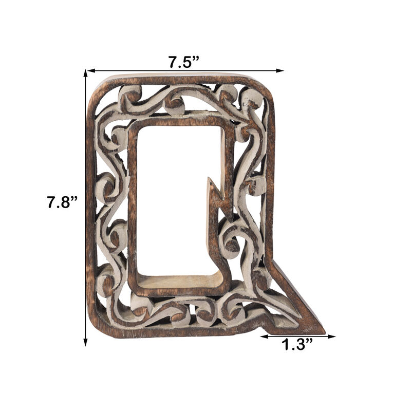 Vintage Gray Handmade Eco-Friendly "Q" Alphabet Letter Block For Wall Mount & Table Top D�cor