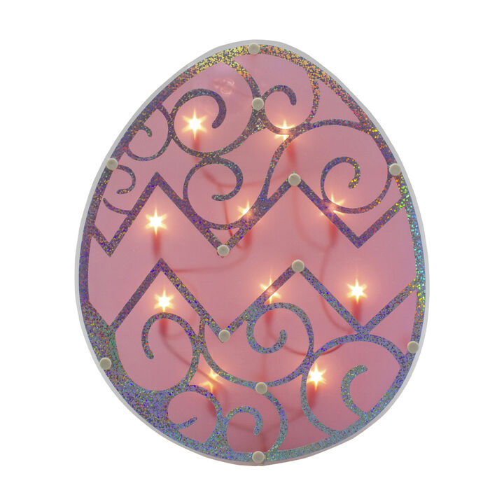 12" Lighted Pink Easter Egg Window Silhouette Decoration