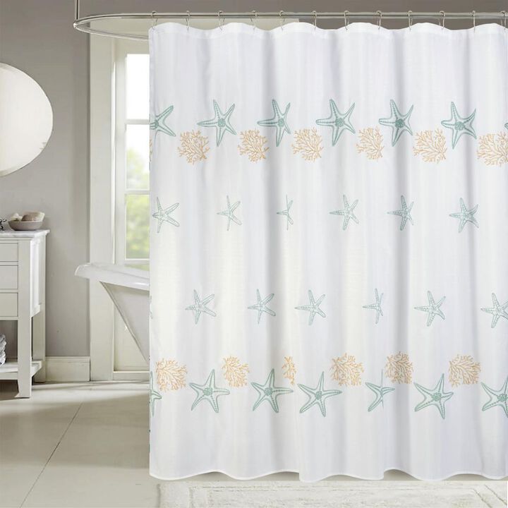 RT Designers Collection Seastar Embroidered Stylish Shower Curtain 70" x 72" Gold