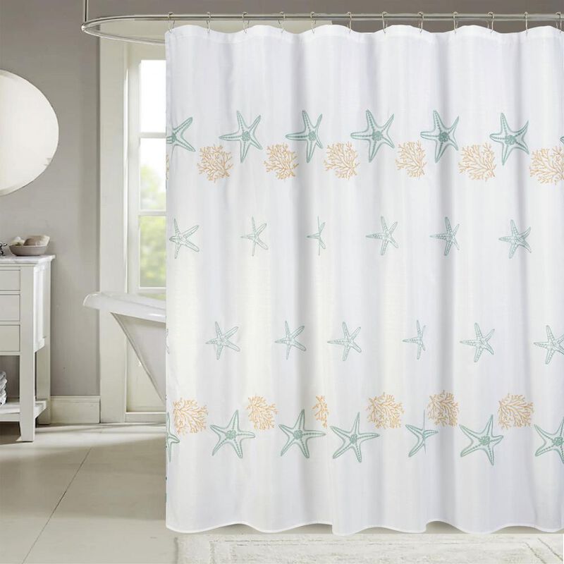 RT Designers Collection Seastar Embroidered Stylish Shower Curtain 70" x 72" Gold