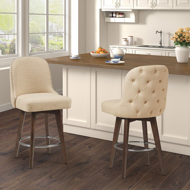 Gracie Mills Margy 360-Degree Elegance Counter Stool with Swivel Seat