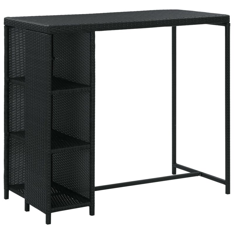 vidaXL 5 Piece Garden Bar Set with Cushions Poly Rattan Black