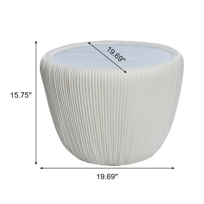 LuxenHome 15.8" H White Round Side Table