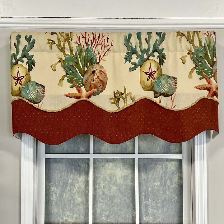 RLF Home Seabed Glory Window Treatment Valance 3" Rod Pocket 50" x 16" Oyster