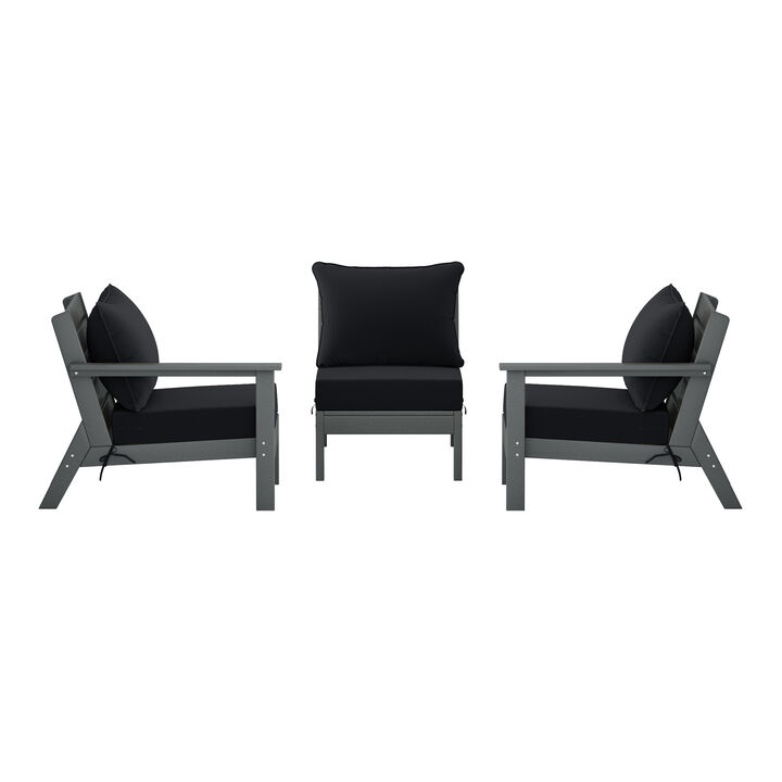 WestinTrends Outdoor Patio HDPE Sectional Sofa with Patio Cushions