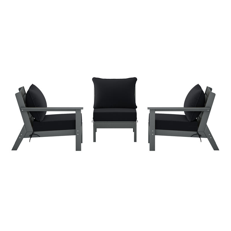 WestinTrends Outdoor Patio HDPE Sectional Sofa with Patio Cushions