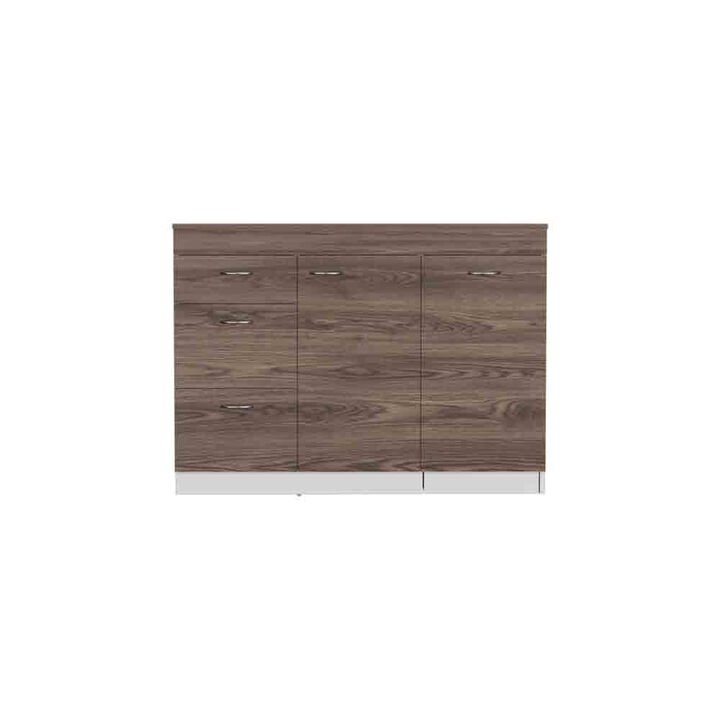 Kitchen Island Metask, Kitchen, White / Dark Walnut
