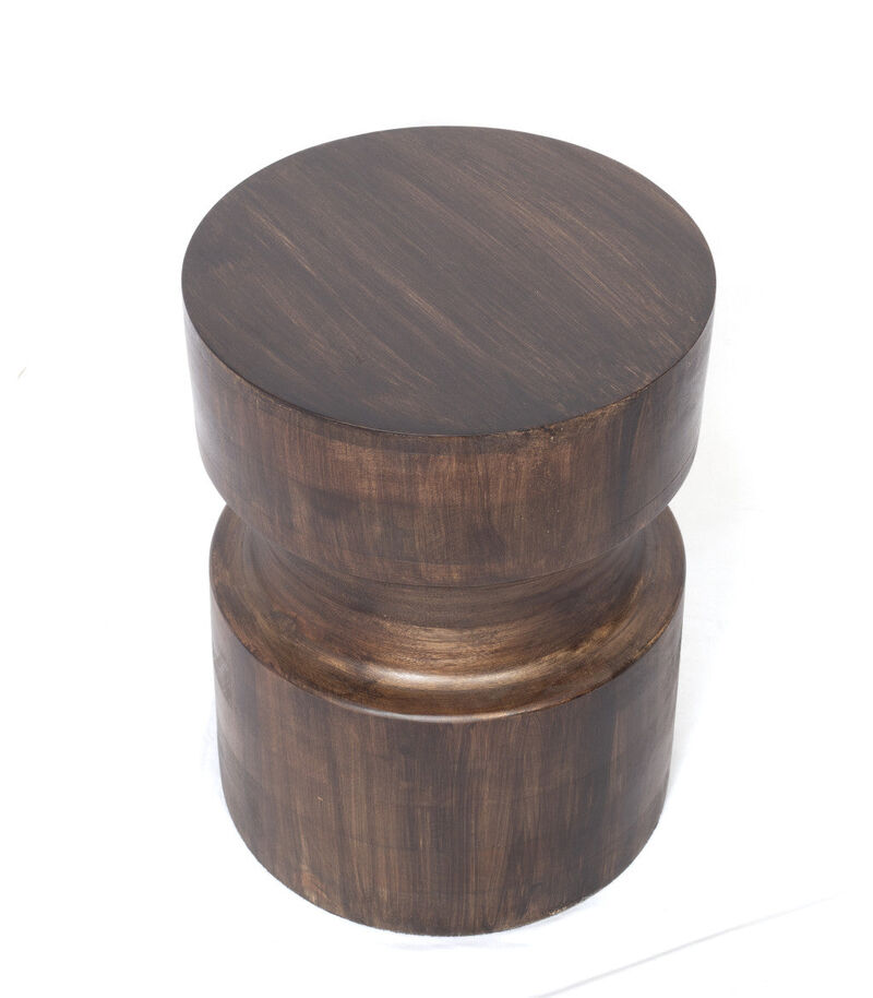 Hivvago 16" Brown Solid Wood Drum End Table