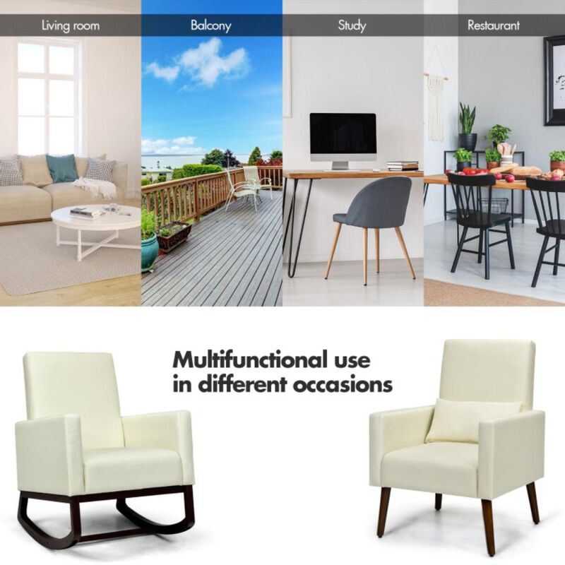 Hivvago 2-in-1 Fabric Upholstered Rocking Chair with Pillow