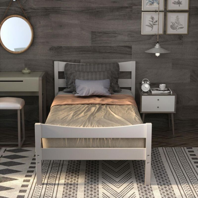 Hivvago Rustic Style Platform Bed Frame with Headboard and Footboard