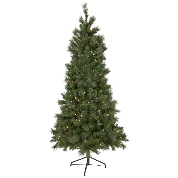 6.5' Pre-Lit Medium Beaver Pine Artificial Christmas Wall Tree  Clear Lights