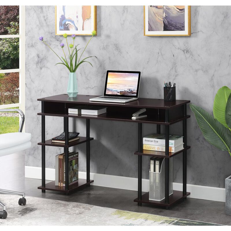 Convenience Concepts Designs2Go No Tools Student Desk with Shelves, Espresso/Black