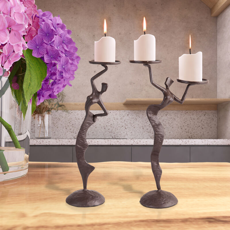 Fancy Lady Cast Iron Sculpture Candle Holder