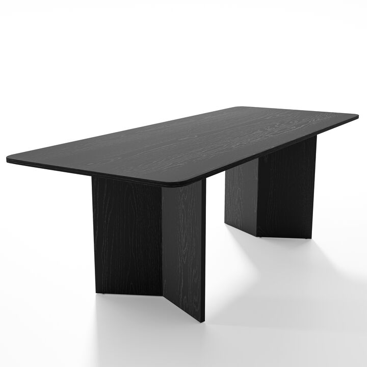 Brix 79V-Shaped Leg Square Wooden Dining Table in Walnut Color