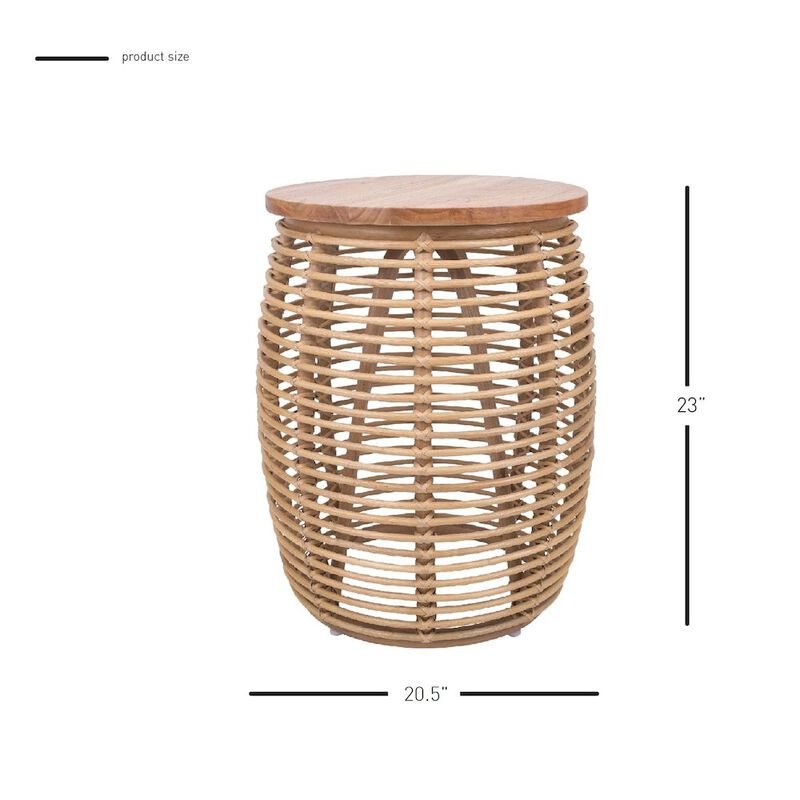New Pacific Direct Iris Round Rattan End Table