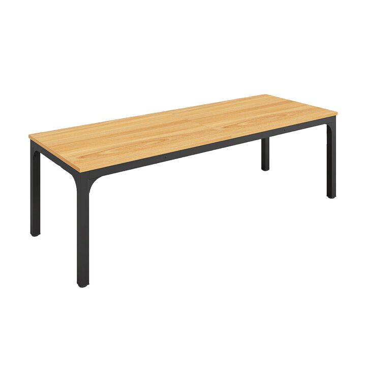 Lar Conference Table, 79 Inch Brown Rectangular Top, Black Metal Legs - Benzara