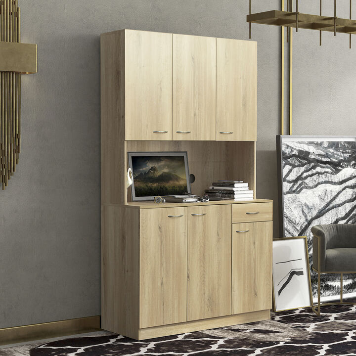 70.87" Tall Wardrobe & Kitchen Cabinet, With 6-Doors, 1-Open Shelves And 1-Drawer For Bedroom
