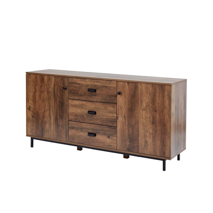 Teamson Home - Sideboard with 2 Doors and 3 Drawers Metal Legs and Handles