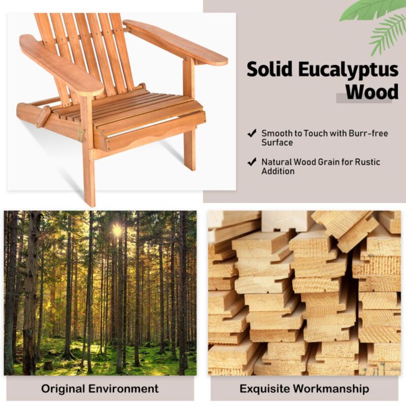 Hivvago Eucalyptus Chair Foldable Outdoor Wood Lounger Chair
