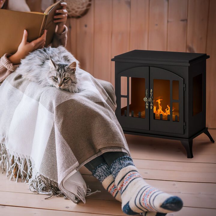Black Ethanol Fireplace: Freestanding Stove, 3-Hour Burn Time