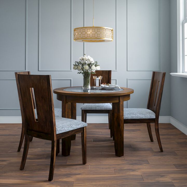 Jofran Urban Icon Contemporary 42 Round Five-Piece Dining Set with Upholstered Chairs