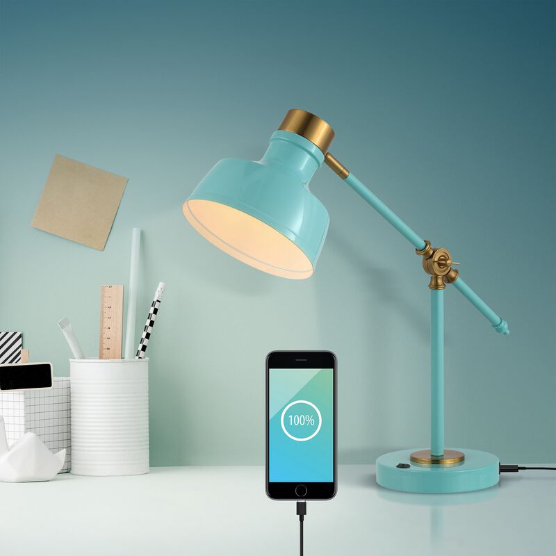 Allegra Classic Farmhouse Adjustable Cantilever LED Task Lamp with USB Charging Port