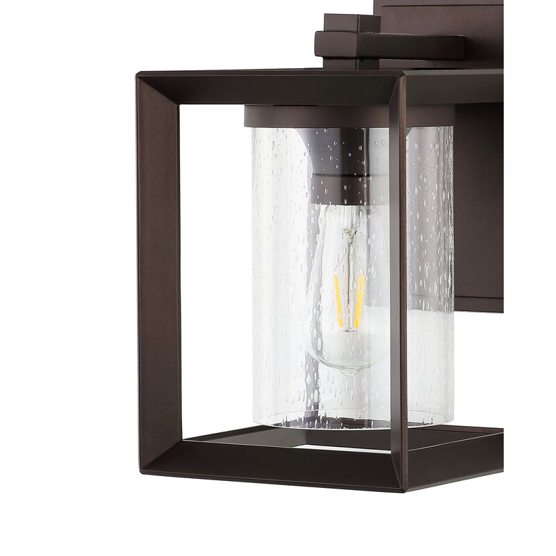 Vaughn 1-Light Iron/Glass Modern Rustic Cube LED Outdoor Sconce