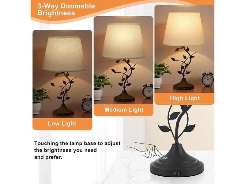 Table Lamp Bedside Lamp with USB C Charging Ports