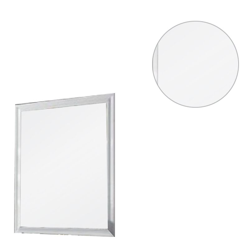 Tyra 39 Inch Wall Mirror, Rectangular Wood Frame, White-Benzara