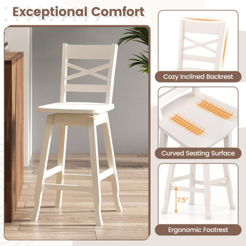 Hivvago Swivel 24-Inch Counter Height Stool Set of 2 with Inclined Backrest