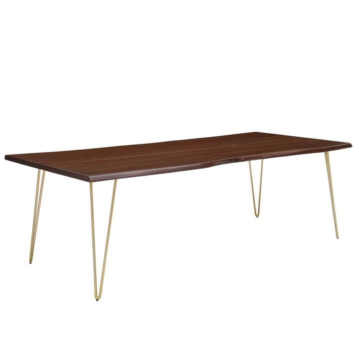Modway - Ardor 96" Live Edge Acacia Wood Dining Table Gold Walnut