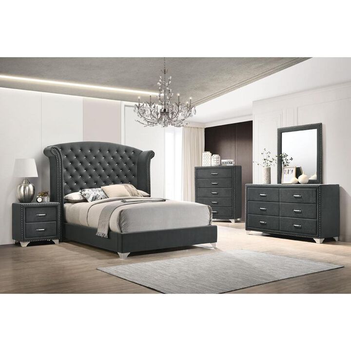 Melody 2-drawer Upholstered Nightstand Grey