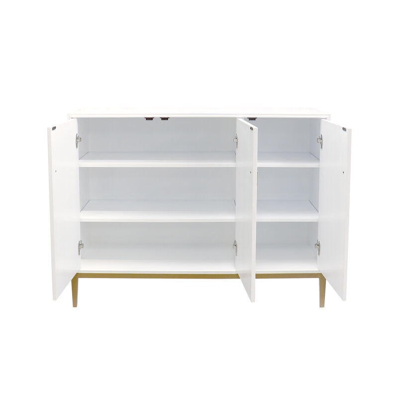 Pasargad Home Victoria Sideboard with 3 Doors, Ivory