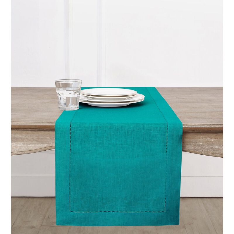 Solino Home 100% Pure Linen Table Runner | Classic Hemstitch for Thanksgiving, Christmas