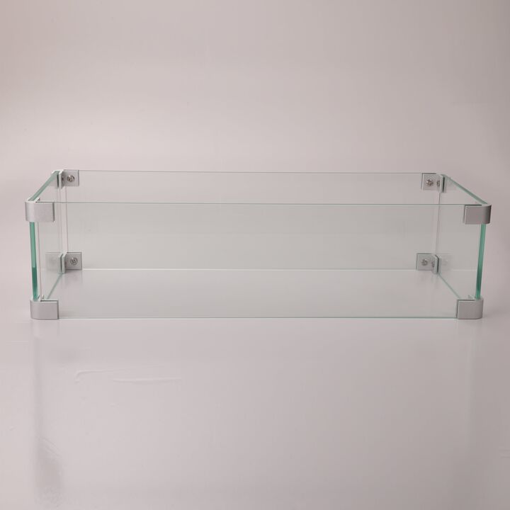 Mondawe Glass Wind Gurad Rectangular Glass Windshield For Rectangula Fire Table