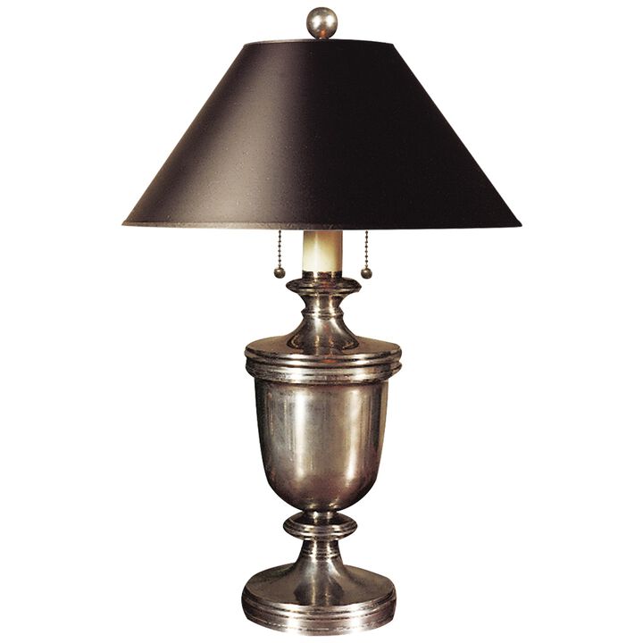 Classical Urn Form Medium Table Lamp in Antique Nickel