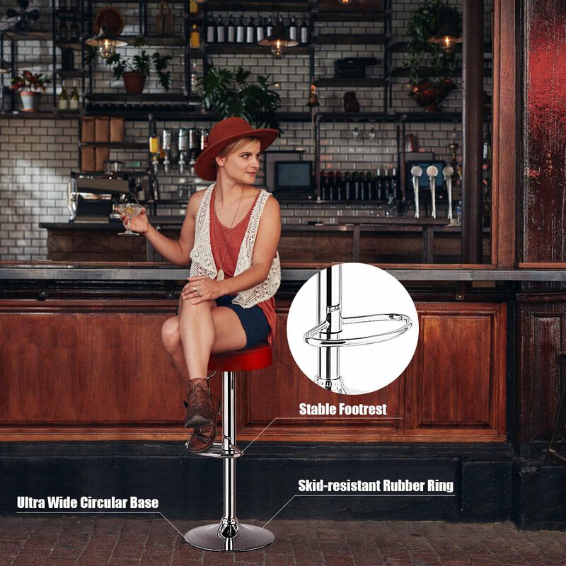 Set of 2 Adjustable Swivel Round Bar Stool  Pub Chairs