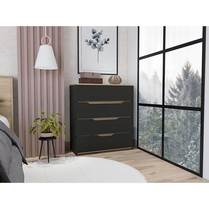 Zoe Dresser, Superior Top, Four Drawers - Black Light Oak