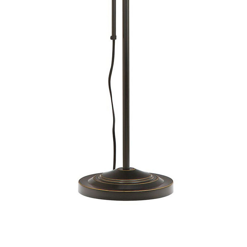 Metal Rectangular Floor Lamp with Adjustable Pole, Dark Bronze - Benzara