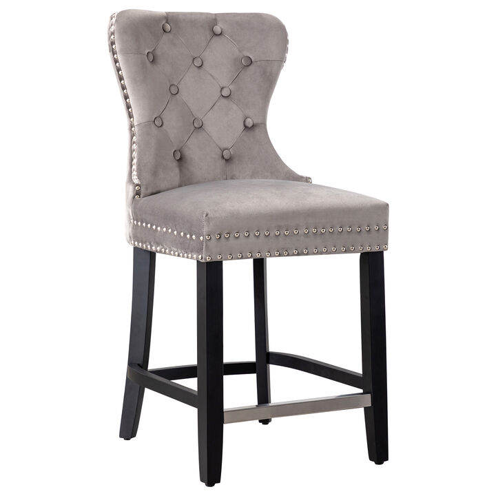 WestinTrends 24" Tufted Velvet Counter Stool