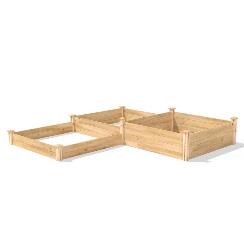 QuikFurn 4 ft x 12 ft Cedar Wood 3 Tier Raised Garden Bed