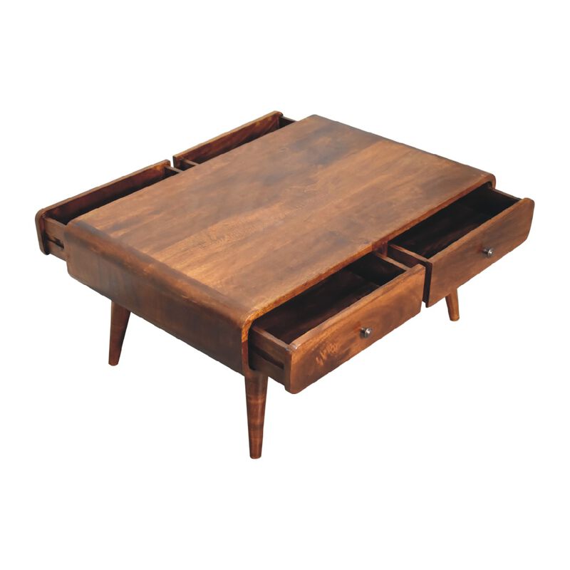 Sonata Chestnut Solid Wood 4 Drawer  Coffee Table