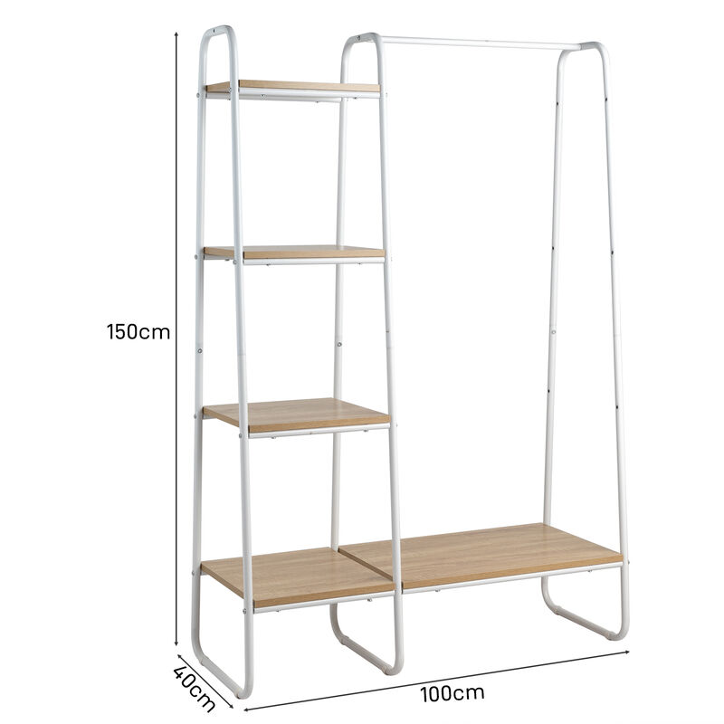 Freestanding Clothes Rack with 5 Shelves for Convenient Clothing and Storage Organization