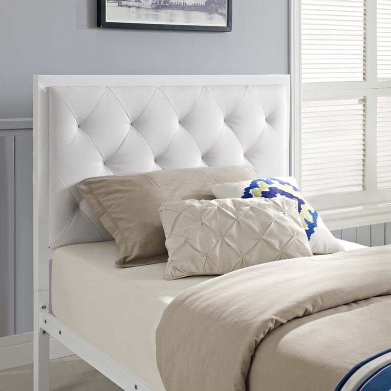 Modway - Mia Twin Vinyl Bed White White