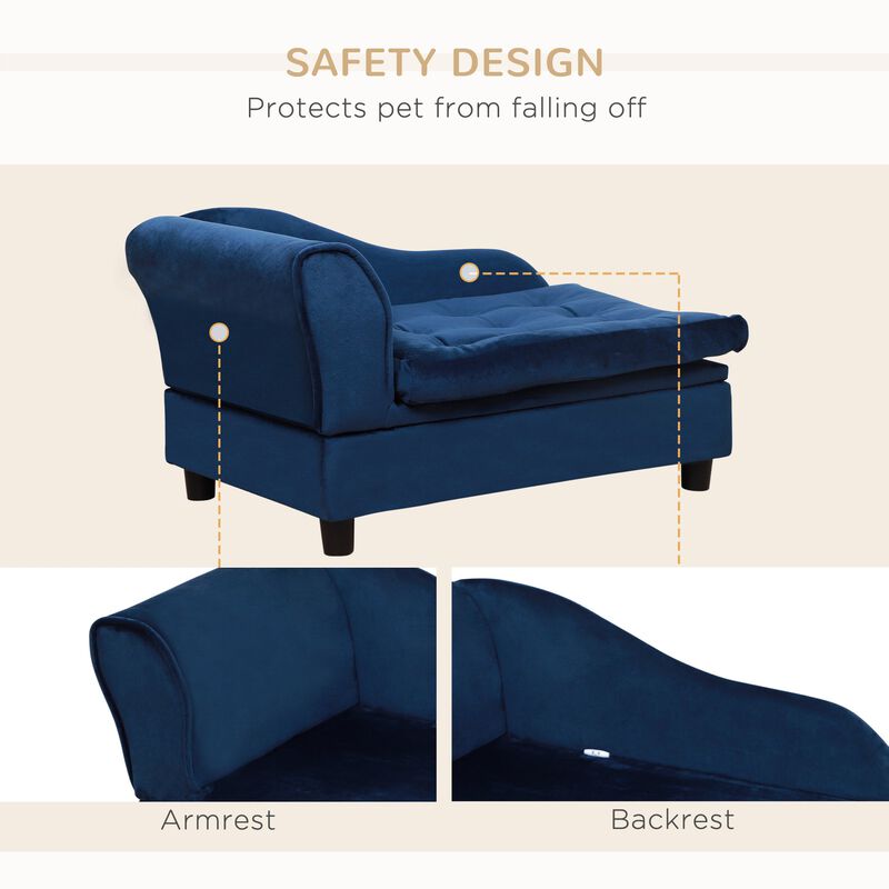 Blue Pet Lounger: Sofa Bed with Storage for Cats and Small Dogs