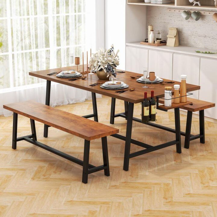 Hivvago Dining Table Set for 5-7 with 2-Bottle Wine Rack and Condiment Holder