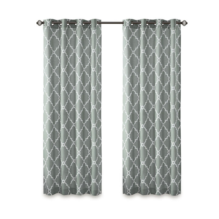 Gracie Mills Ondine Scroll Geometric Fretwork Grommet Window Curtain Panel