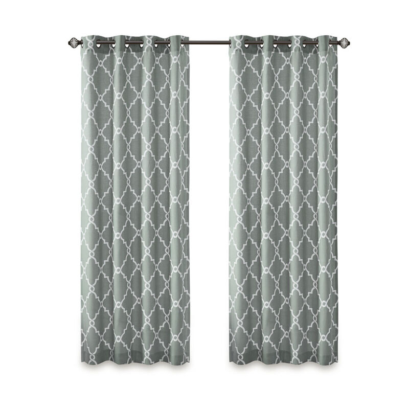 Gracie Mills Ondine Scroll Geometric Fretwork Grommet Window Curtain Panel