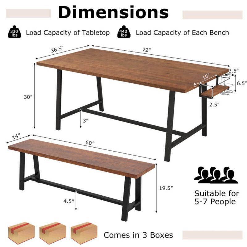 Hivvago Dining Table Set for 5-7 with 2-Bottle Wine Rack and Condiment Holder